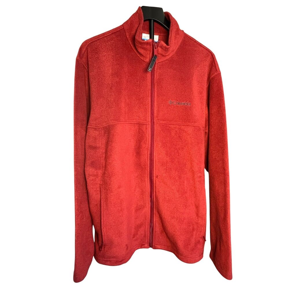 Columbia Men's LT Tall Red Full Zip Fleece Jacket Lightweight Outdoor Coat